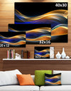 3D Gold Blue Wave Design - Abstract Digital Art Canvas Print