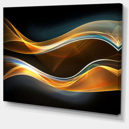 3D Gold Waves in Black - Abstract Canvas art print