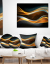 3D Gold Waves in Black - Abstract Canvas art print