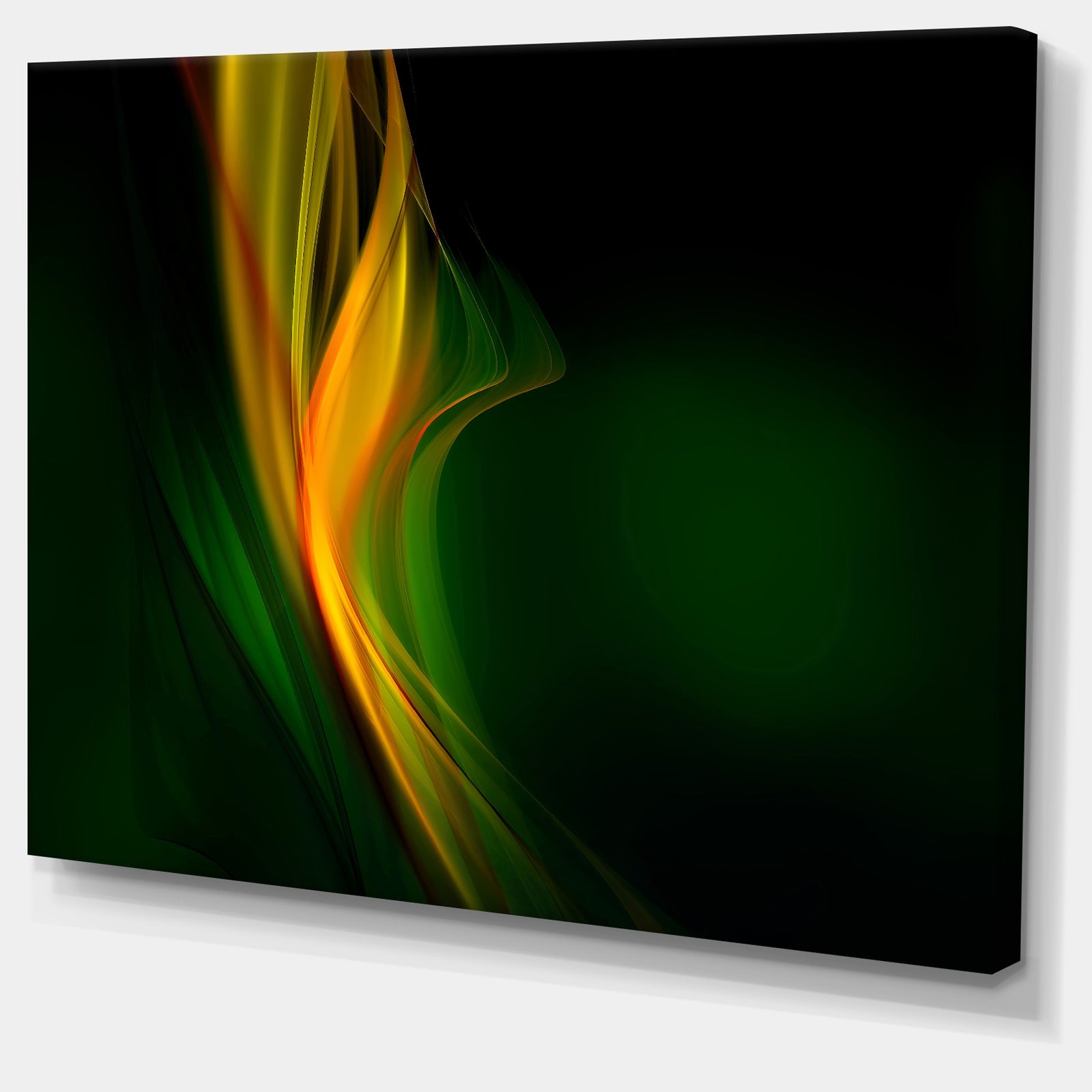 Green Gold Upright Waves - Abstract Digital Art Canvas Print