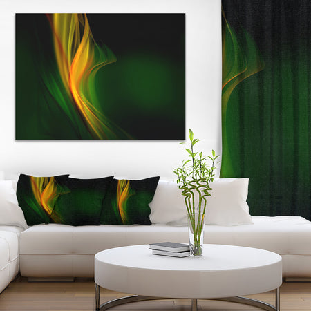 Green Gold Upright Waves - Abstract Digital Art Canvas Print