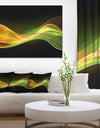 3D Gold Green Wave Design - Abstract Digital Art Canvas Print