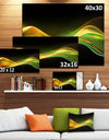 3D Gold Green Wave Design - Abstract Digital Art Canvas Print