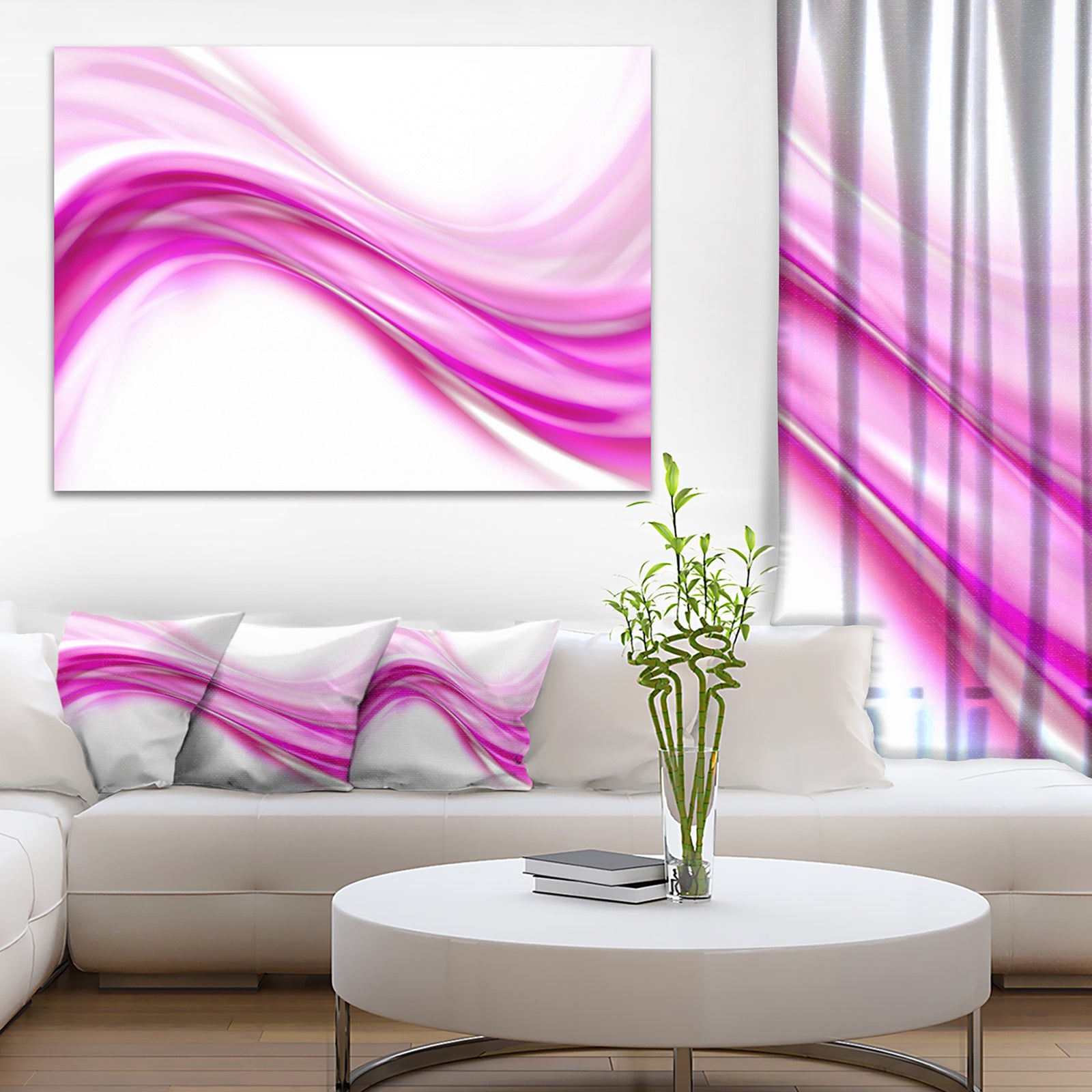 Abstract Pink Downward Waves - Abstract Digital Canvas Print