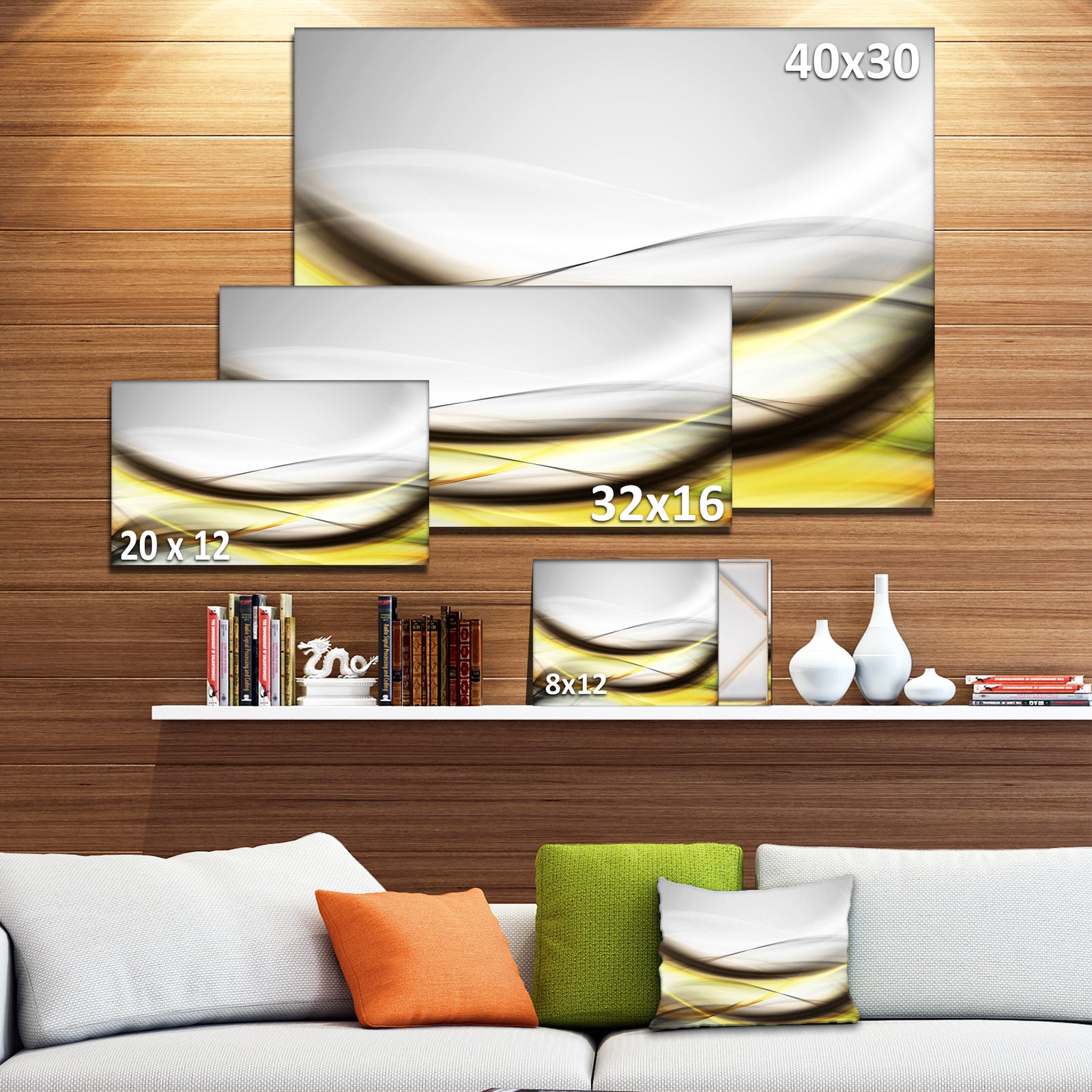 Abstract Golden Waves - Abstract Digital Art Canvas Print