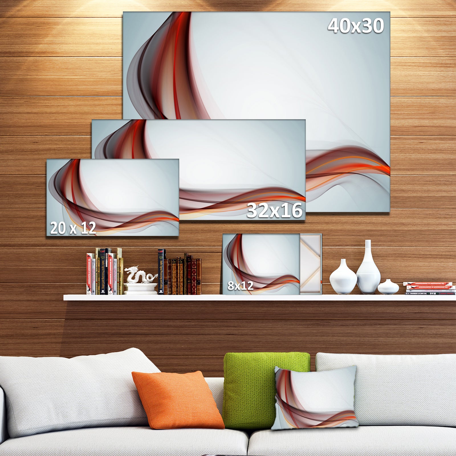 Abstract Brown Upward Waves - Abstract Digital Canvas Print