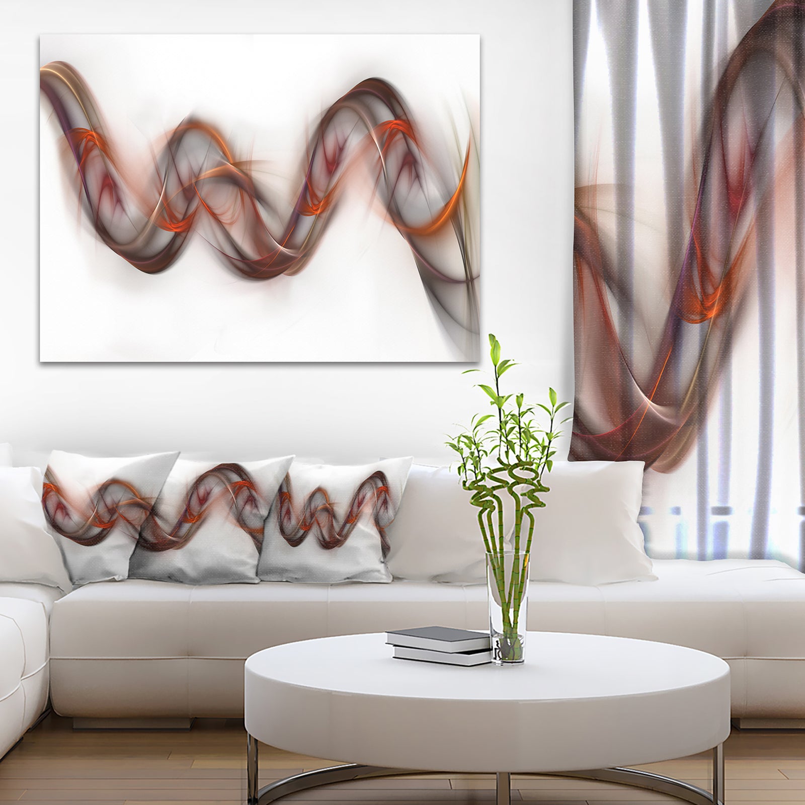 Tangled Brown Silver Waves - Abstract Digital Art Canvas Print