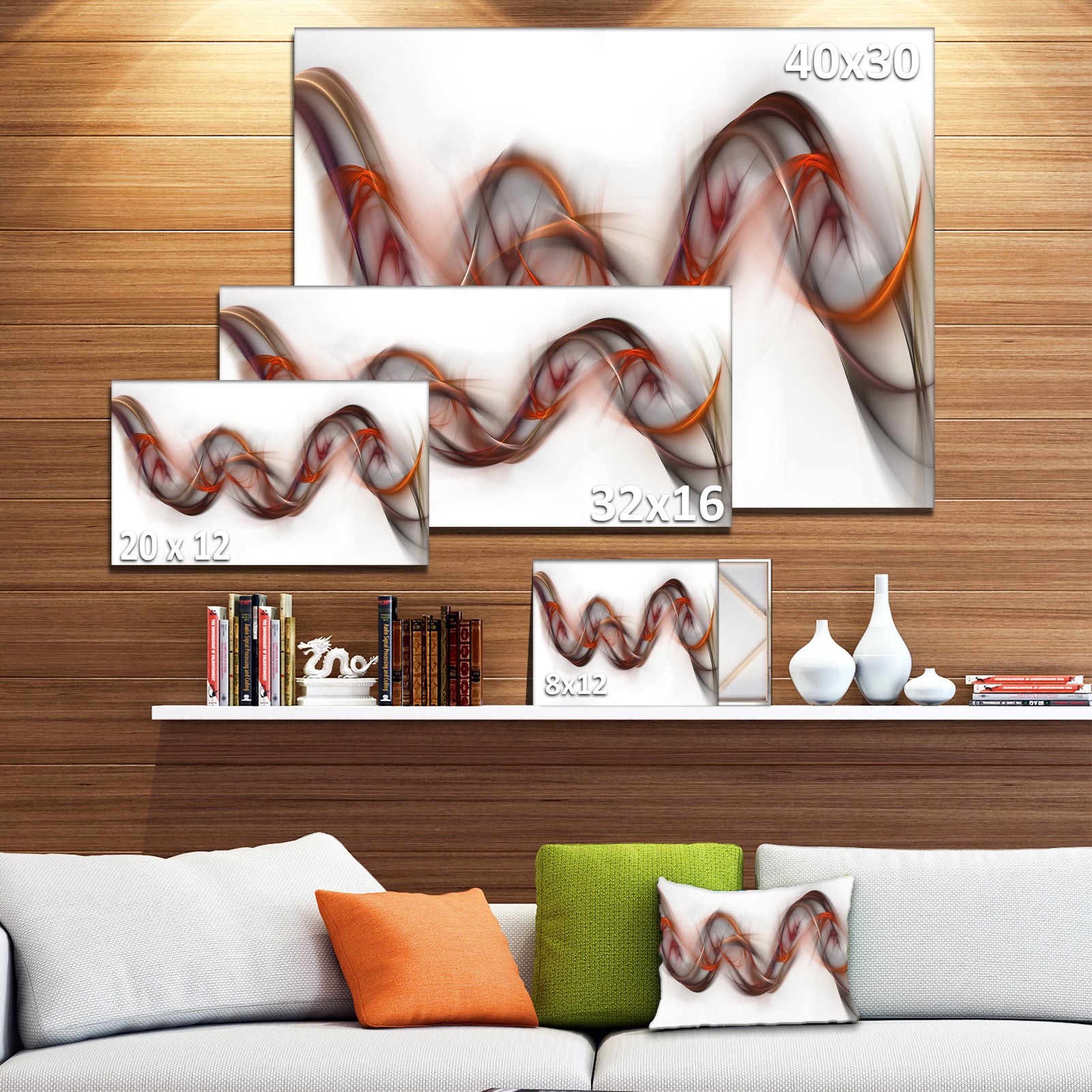 Tangled Brown Silver Waves - Abstract Digital Art Canvas Print