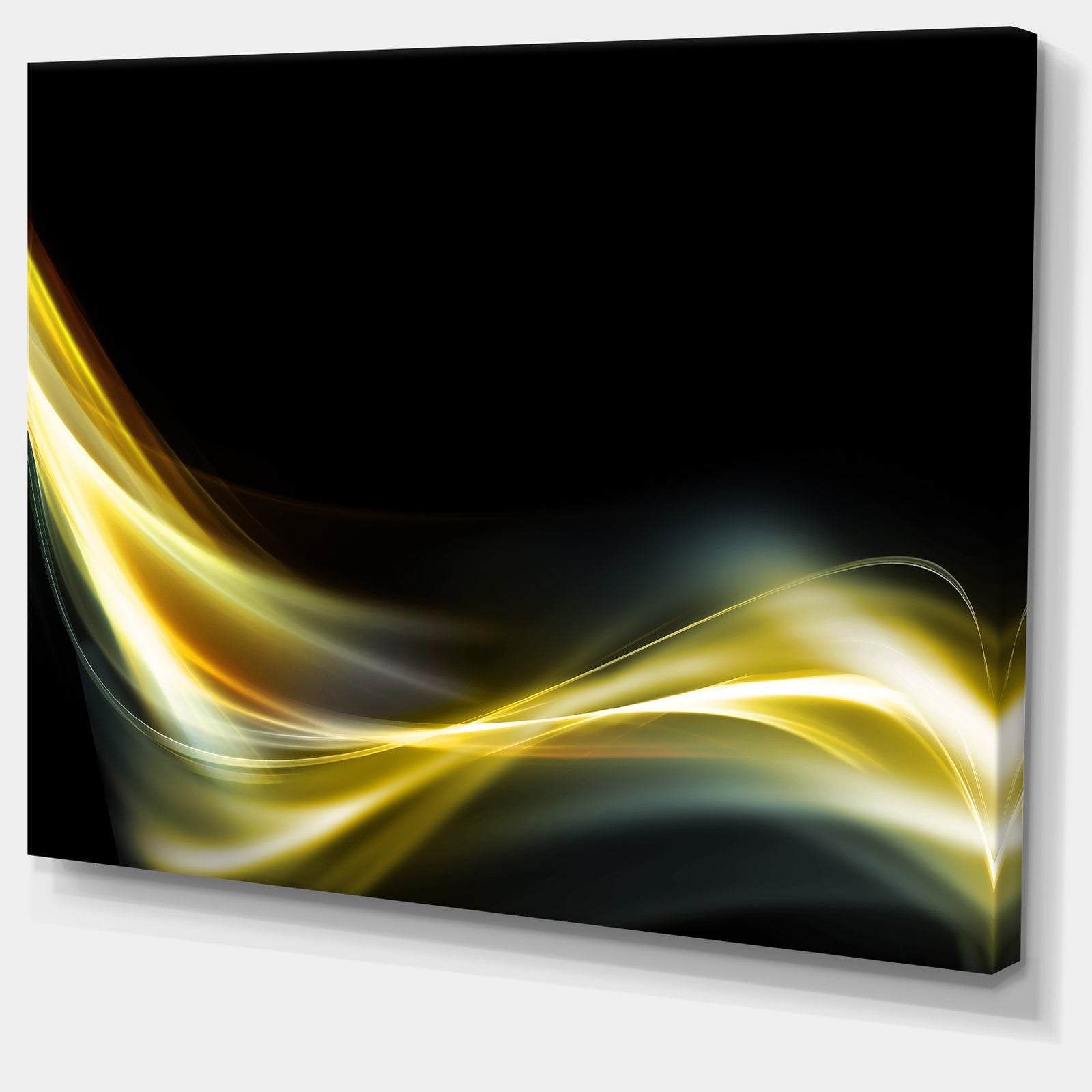 Gold in Black Upward Lines - Abstract Digital Art Canvas Print