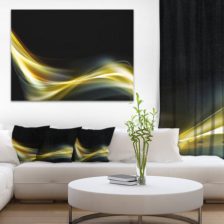 Gold in Black Upward Lines - Abstract Digital Art Canvas Print