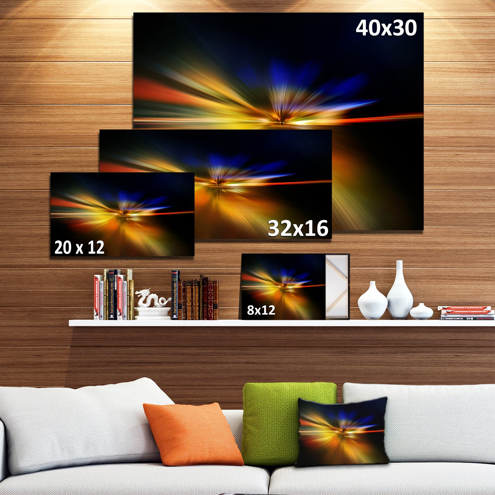Explosion of Light in Black - Abstract Digital Art Canvas Print