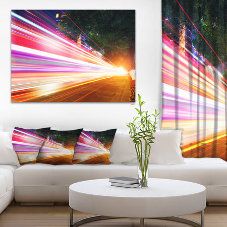 Expressway Light Trails - Cityscape Photo Canvas Art Print