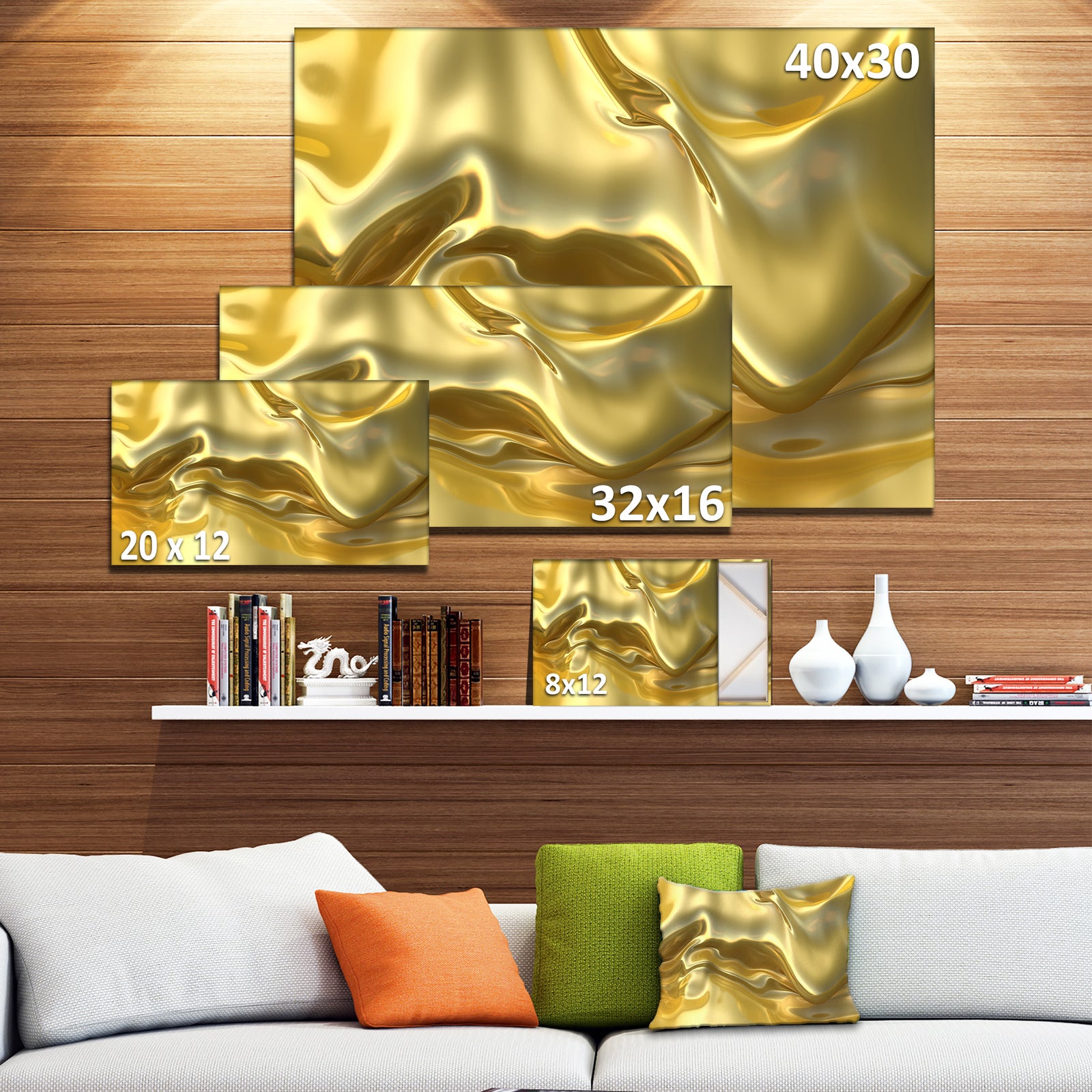 Golden Cloth Texture - Abstract Digital Art Canvas Print