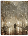 Couple Walking in Night Lights - Landscape Photography Canvas Print