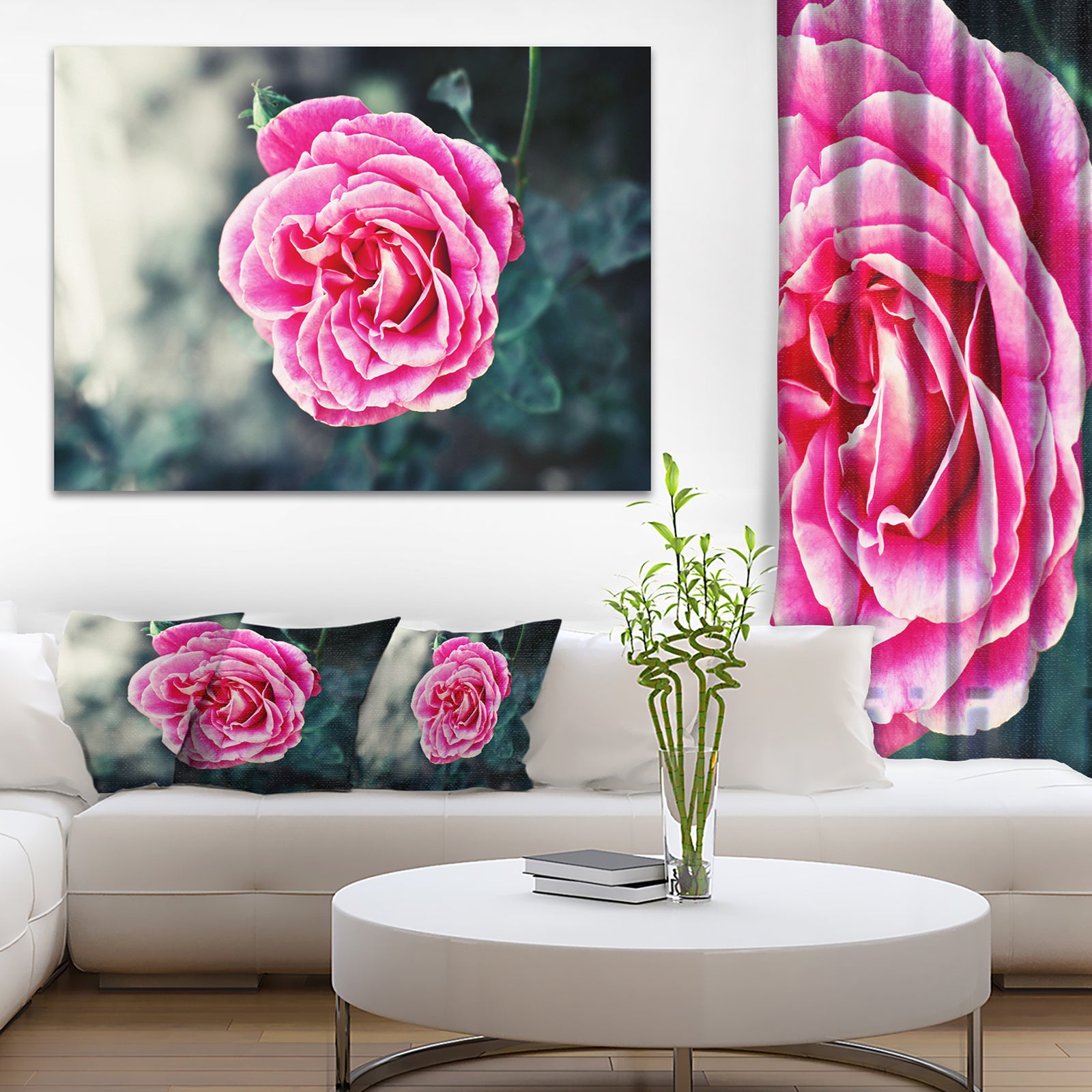 Red Rose in Vintage Style - Floral Digital Art Canvas Print