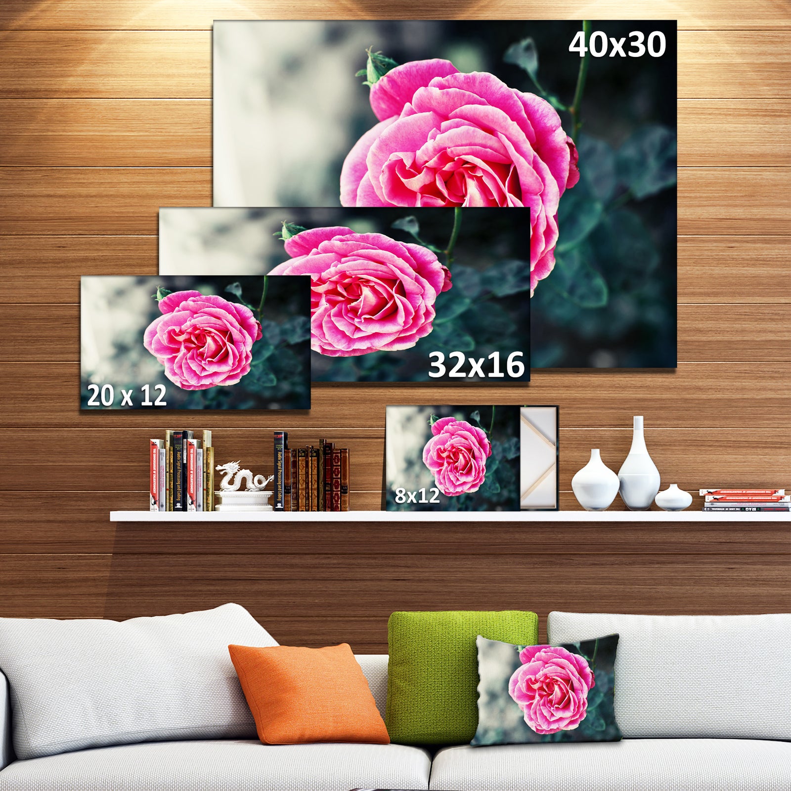 Red Rose in Vintage Style - Floral Digital Art Canvas Print