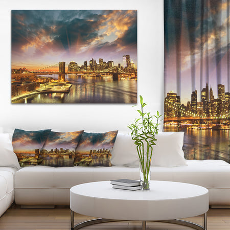 Manhattan at Winter Sunset - Cityscape Photo Canvas Print