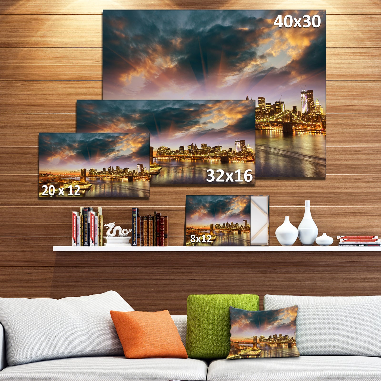 Manhattan at Winter Sunset - Cityscape Photo Canvas Print