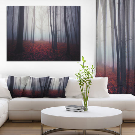 Dark Spooky Misty Forest - Landscape Photo Canvas Art Print