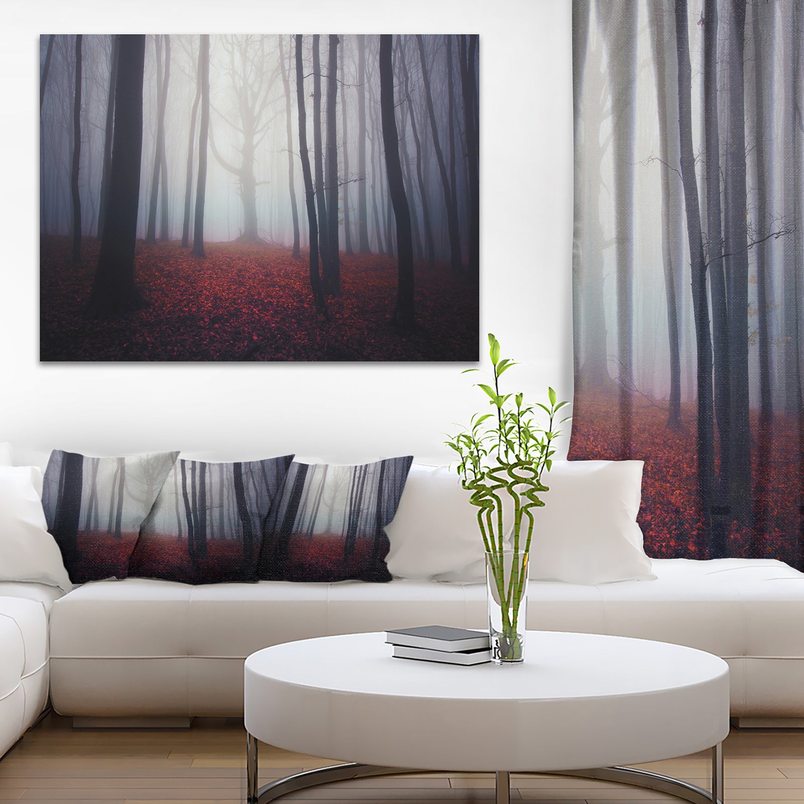 Dark Spooky Misty Forest - Landscape Photo Canvas Art Print