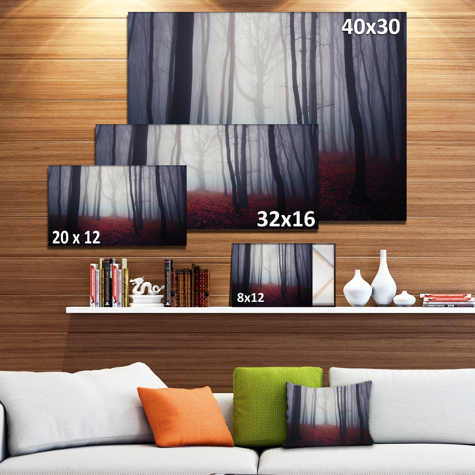 Dark Spooky Misty Forest - Landscape Photo Canvas Art Print