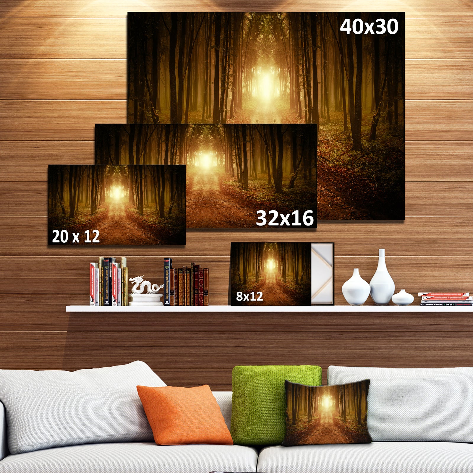 Road in Symmetrical Forest - Landscape Photo Canvas Print