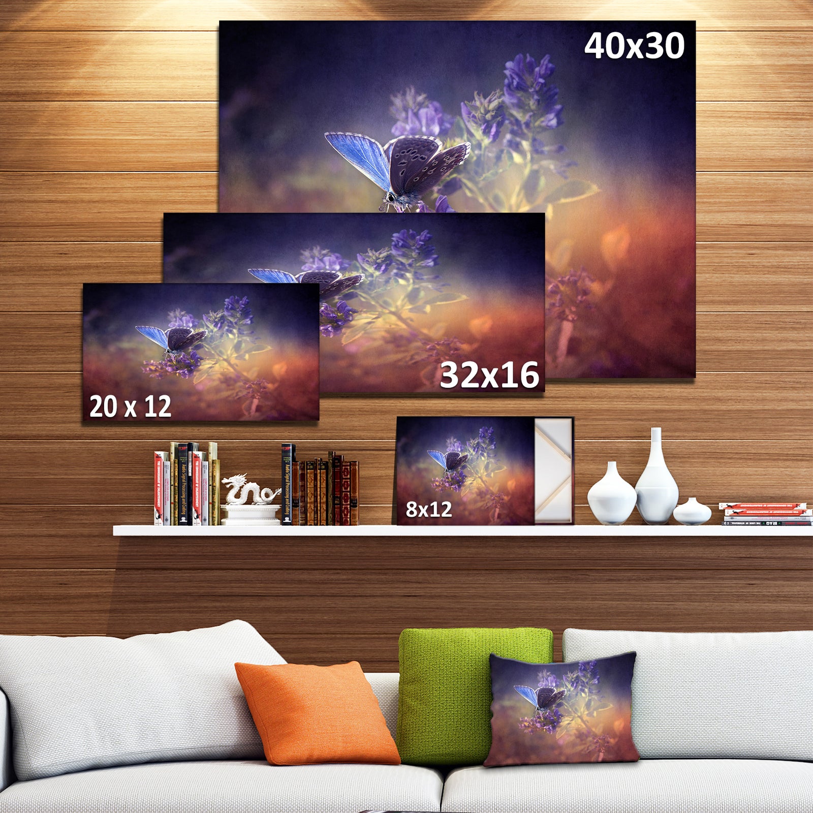 Vintage Butterfly - Digital Art Floral Canvas Print