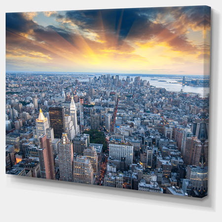 Aerial View of NYC Skyscrapers - Cityscape Photo Canvas Print