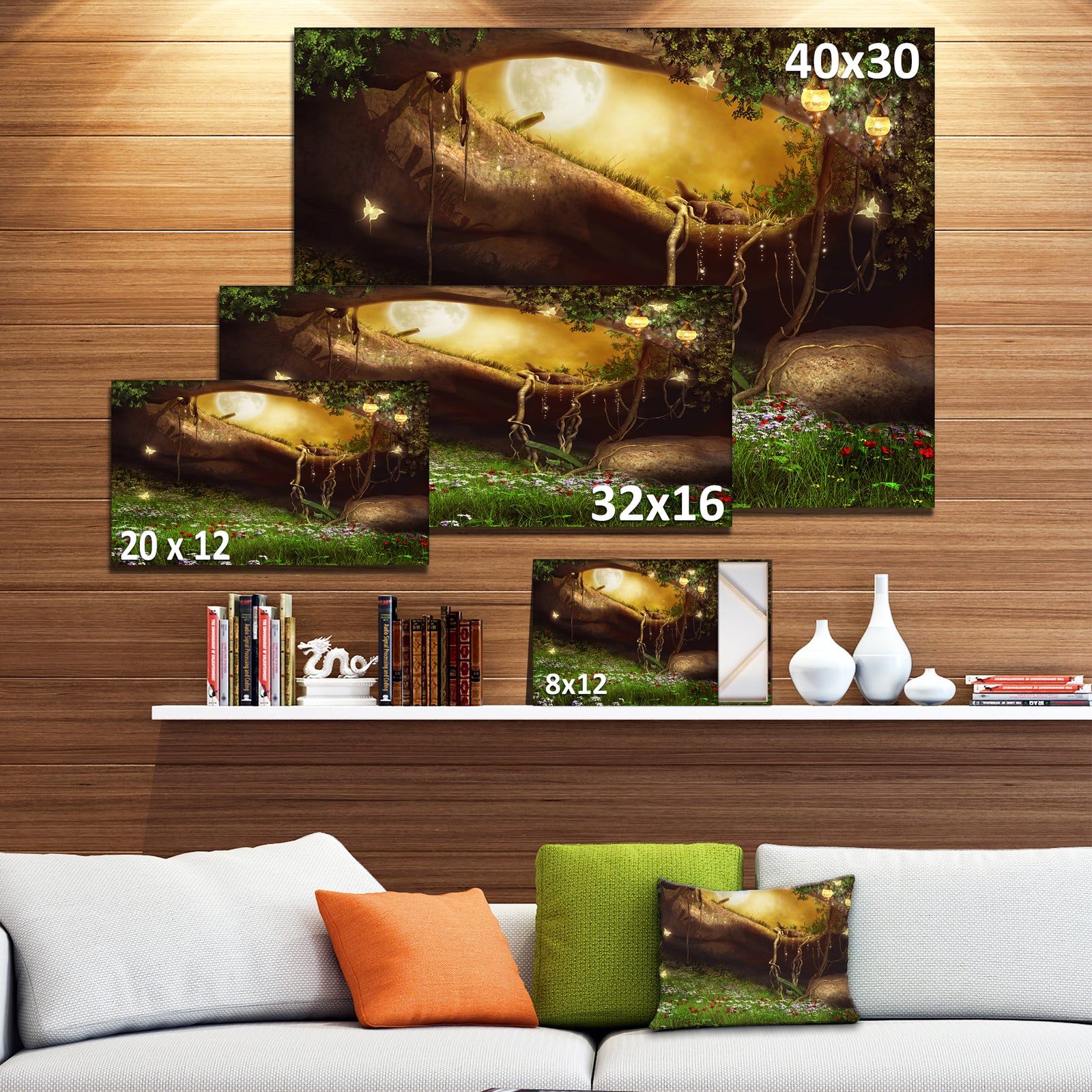 Enchanted Cave with Flowers - Landscape Digital Canvas Print