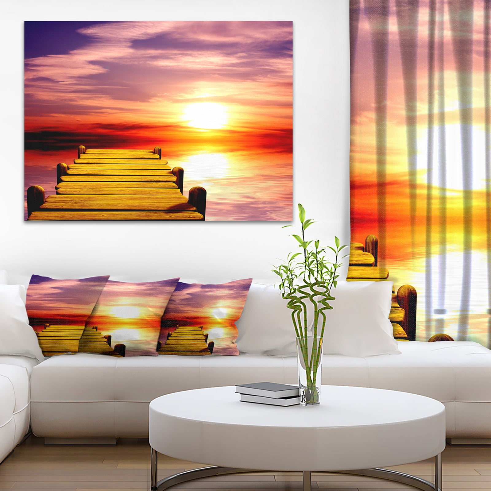 Burning Sunset in Blue Sky - Seascape Photo Canvas Print