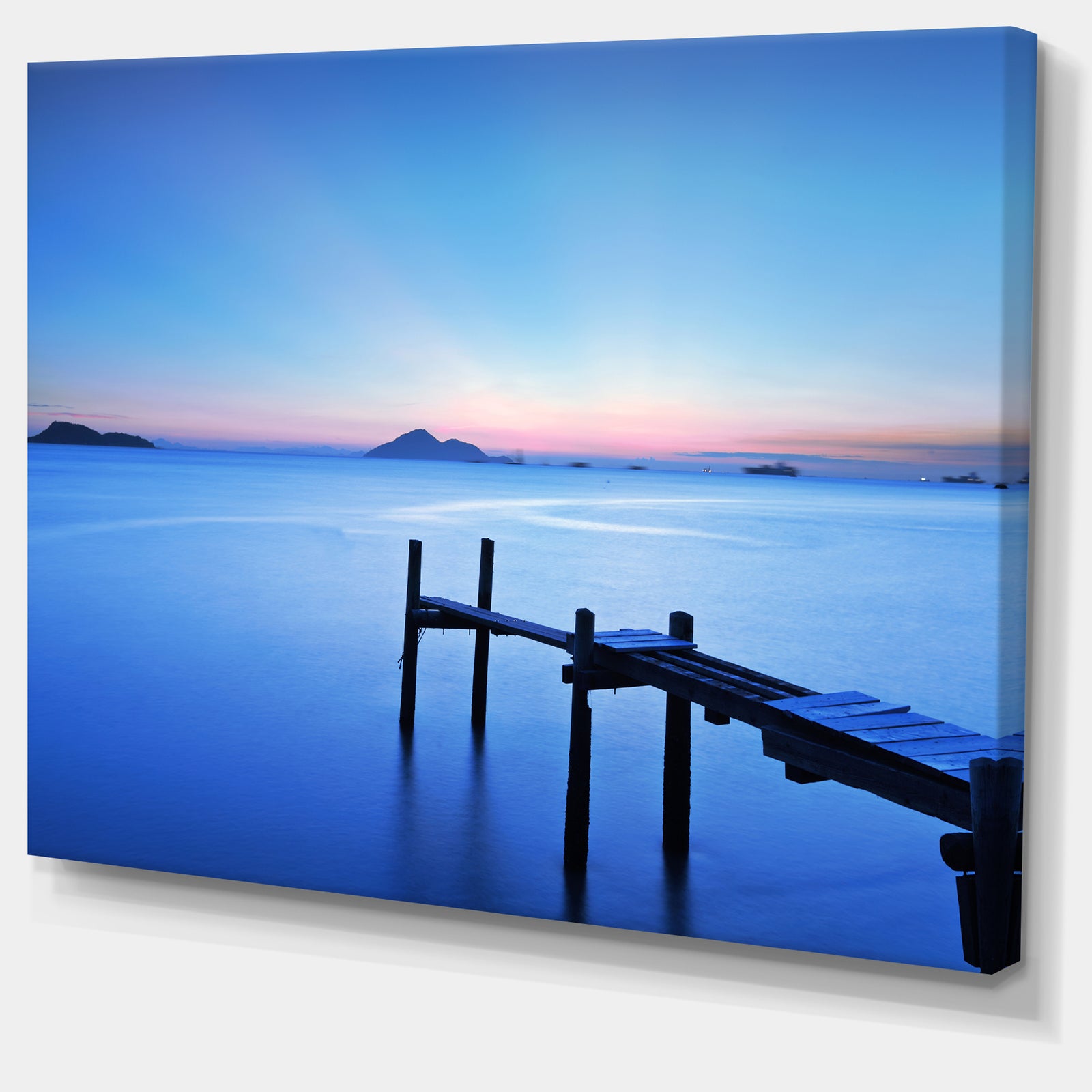 Wooden Pier in Blue Sea - Seascape Photo Canvas Print