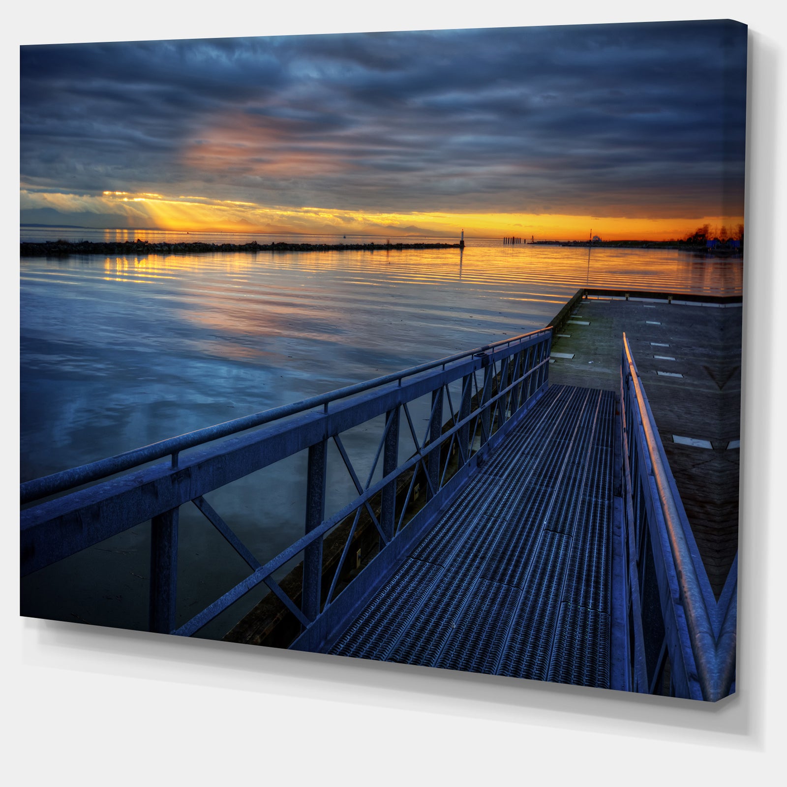 Azure Waters Behind Pier - Seascape Photo Canvas Print