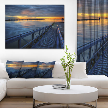 Azure Waters Behind Pier - Seascape Photo Canvas Print