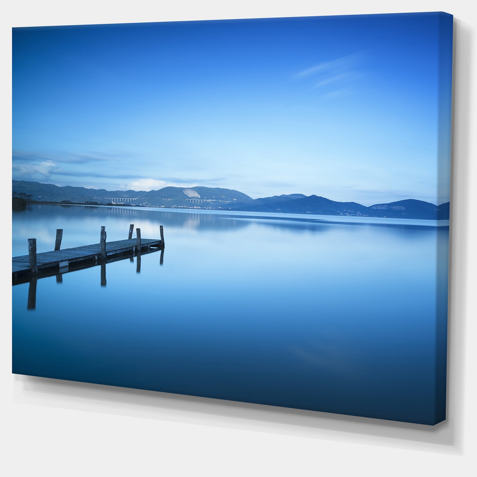 Bright Blue Sky with Pier - Seascape Photo Canvas Print