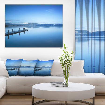 Bright Blue Sky with Pier - Seascape Photo Canvas Print