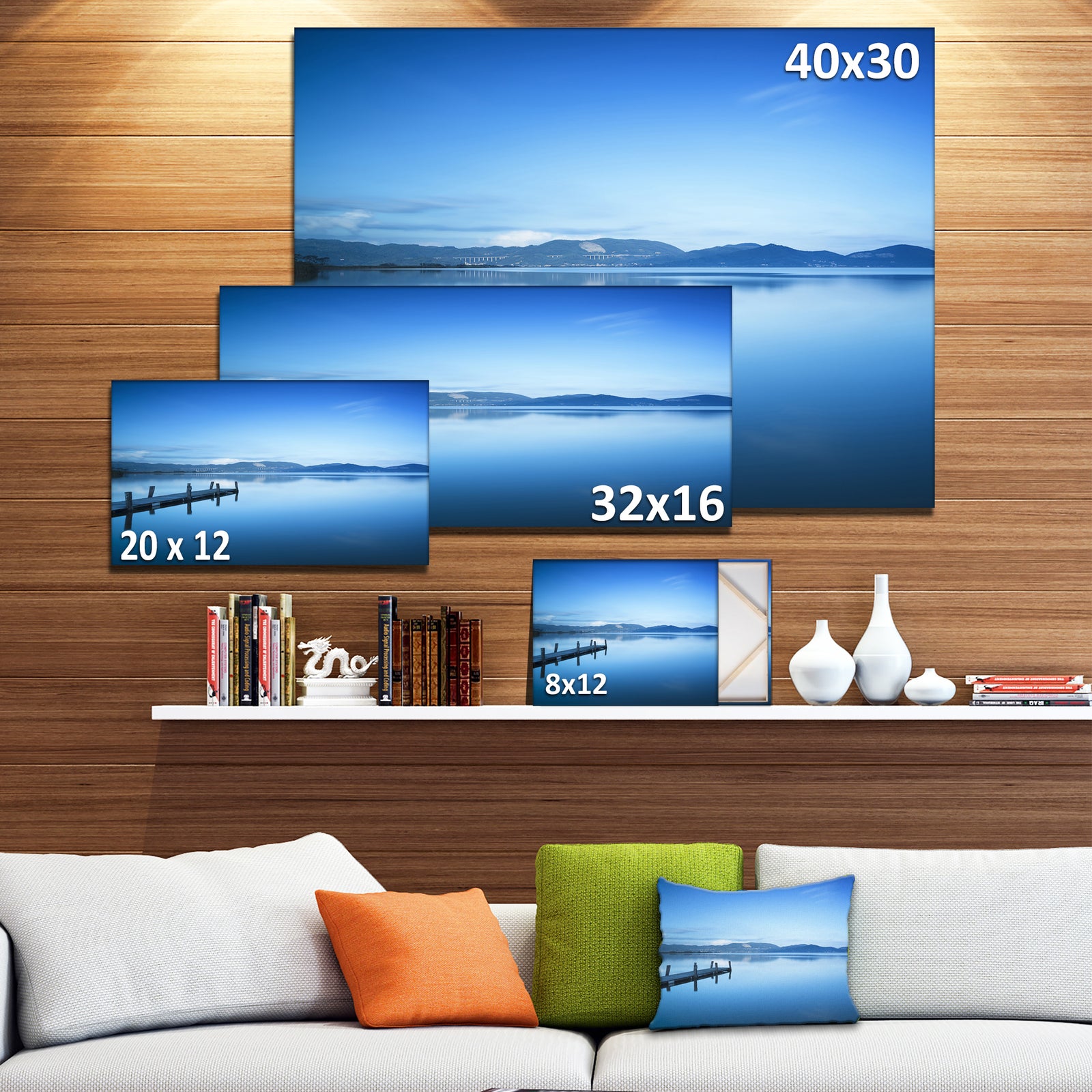 Bright Blue Sky with Pier - Seascape Photo Canvas Print