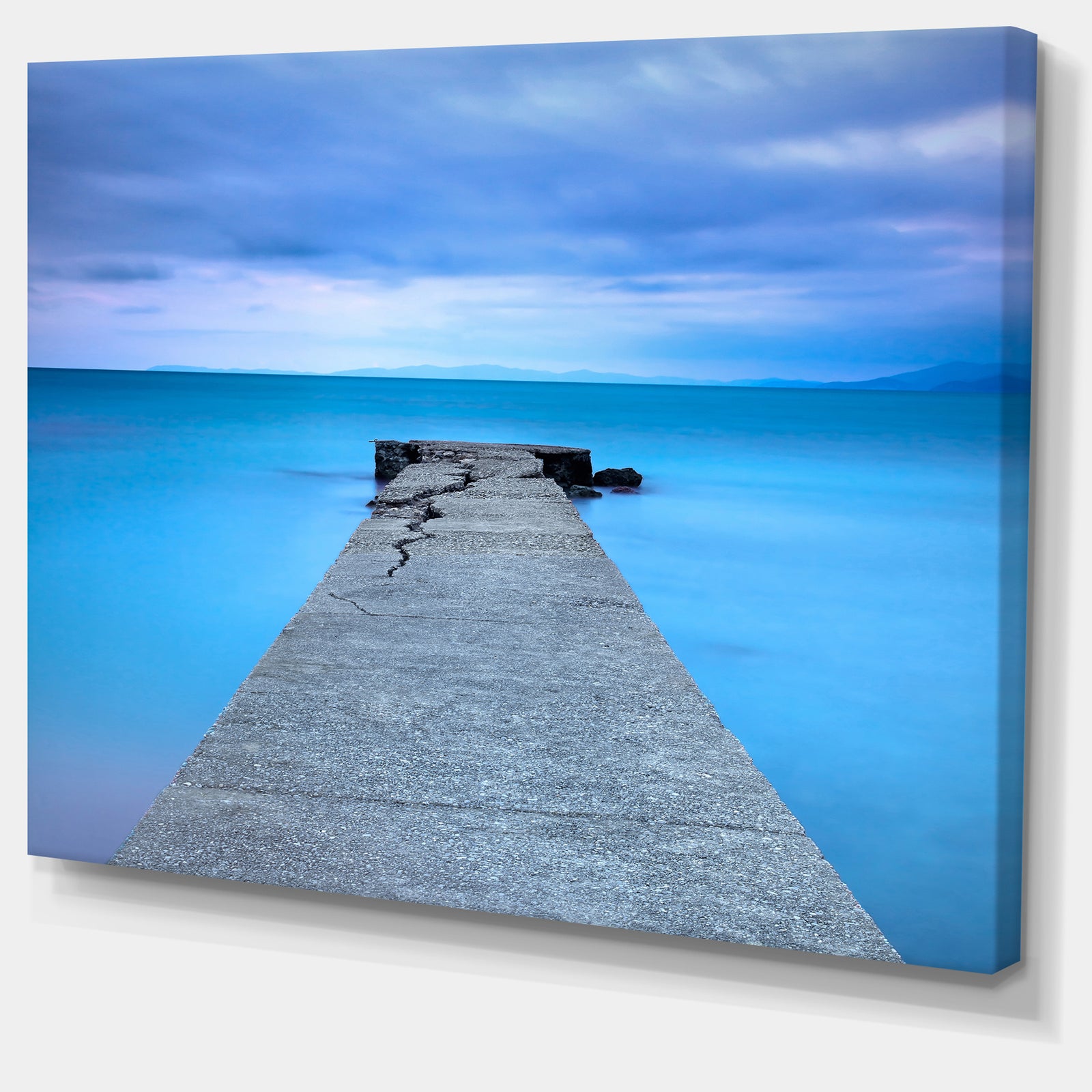 Broken Concrete Jetty - Seascape Photo Canvas Print