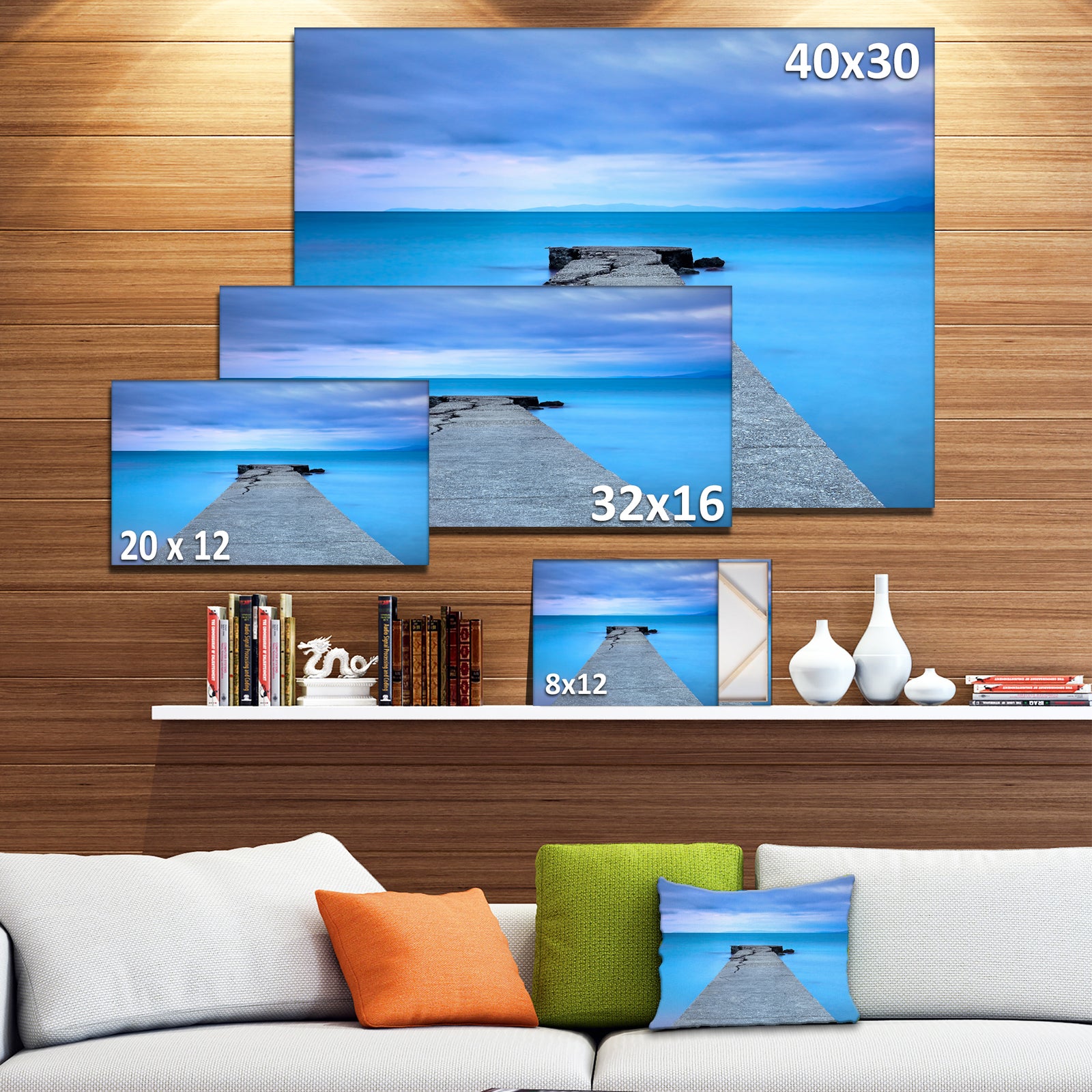 Broken Concrete Jetty - Seascape Photo Canvas Print