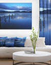 Dark Blue Sea with Pier Remains - Seascape Photo Canvas Print