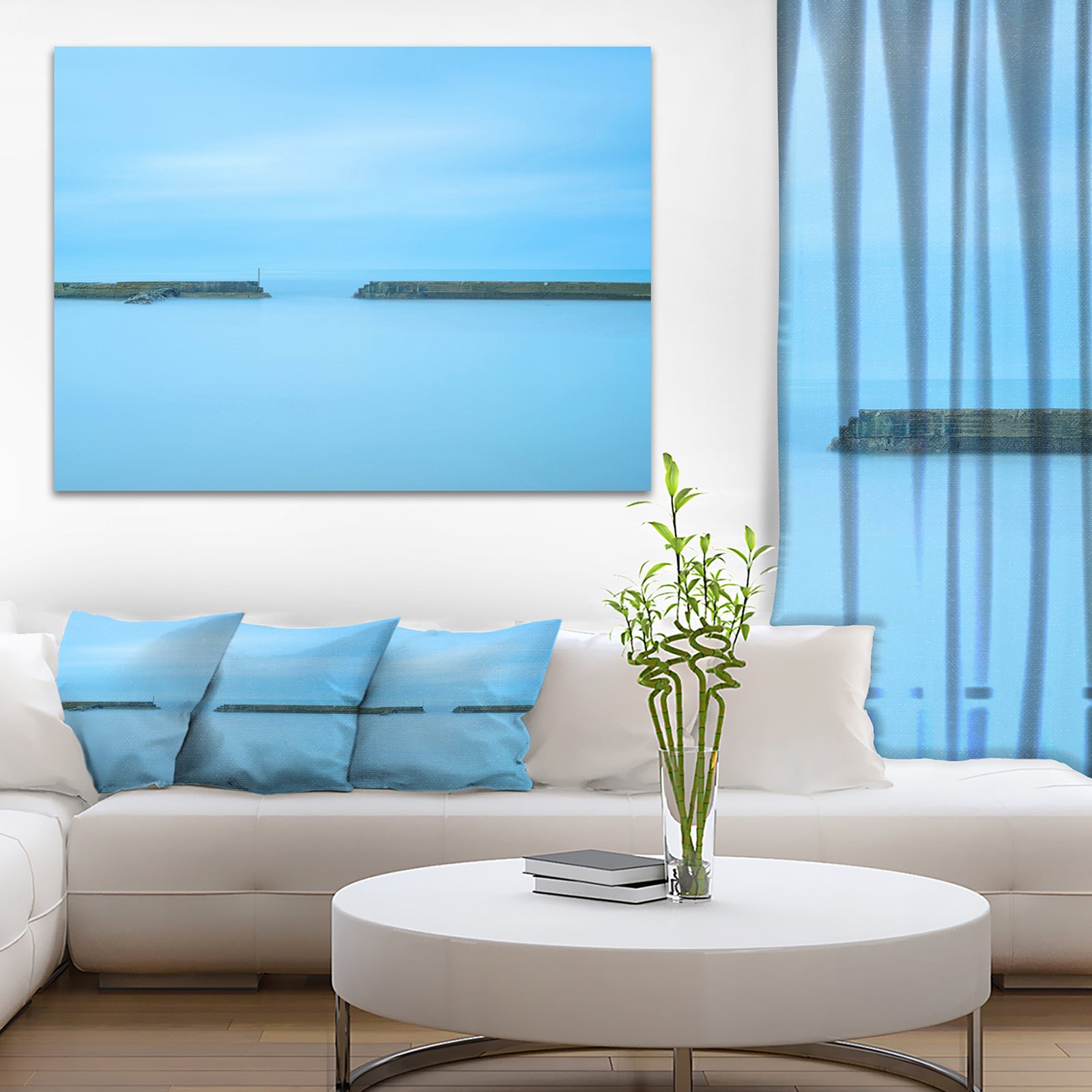 Concrete Pier and Stairs - Seascape Photo Canvas Print