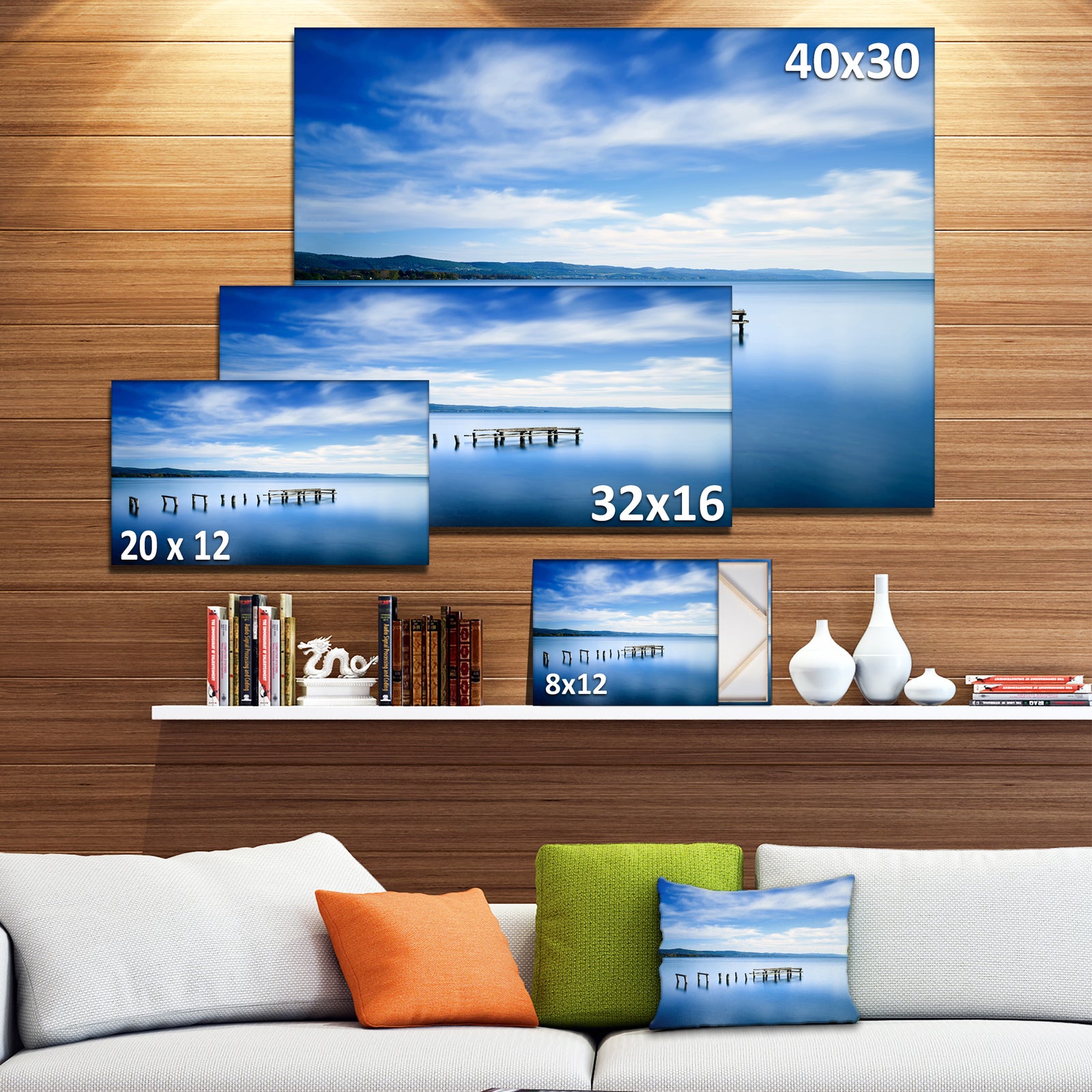 White Clouds and Blue Sea - Seascape Photo Canvas Print