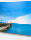 Pier and Lightour in Sunset - Seascape Photo Canvas Print