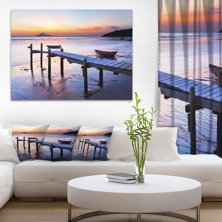 Old Wooden Pier at Sunset - Seascape Photo Canvas Print