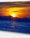 Old Wooden Pavilion in Sea - Seascape Photo Canvas Print