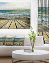 Wooden Pier in Waving Sea - Seascape Photo Canvas Print