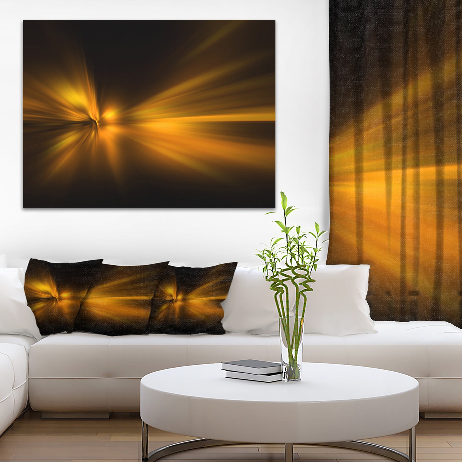 Gold Light Over Dark Pattern - Abstract Digital Art Canvas Print
