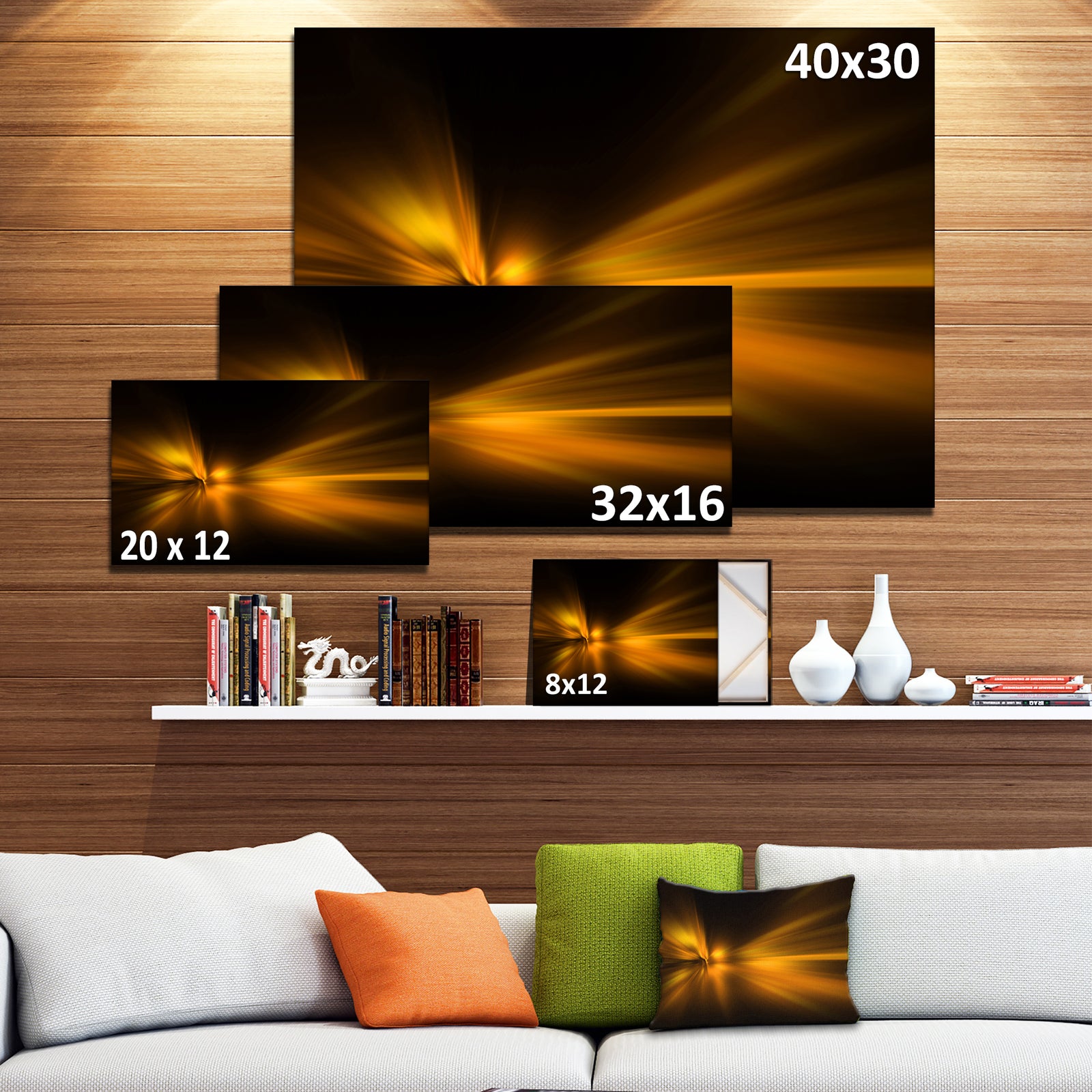 Gold Light Over Dark Pattern - Abstract Digital Art Canvas Print