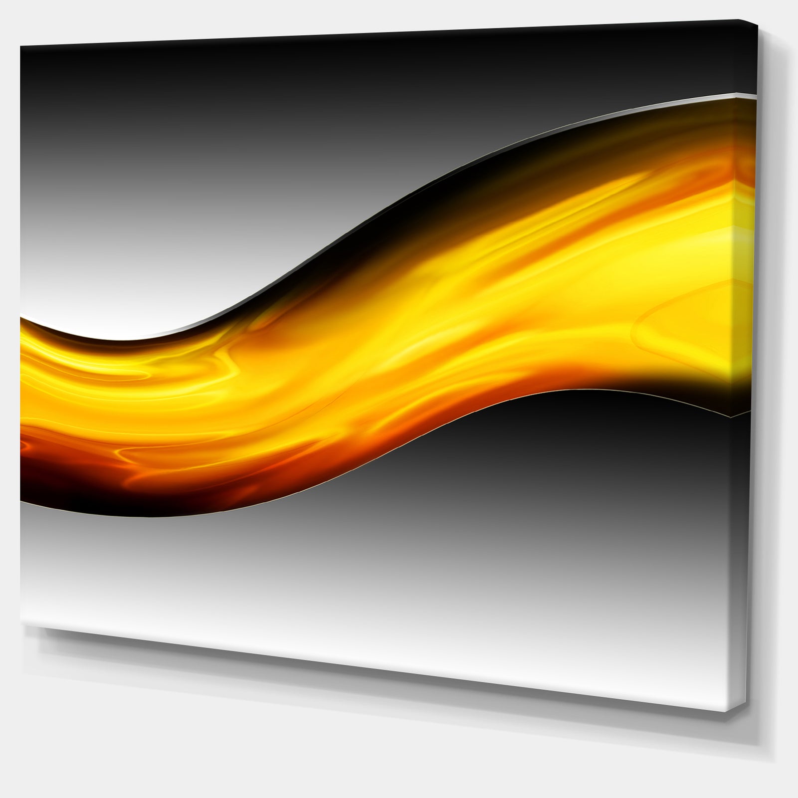 Wave of Golden Lava - Abstract Digital Art Canvas Print
