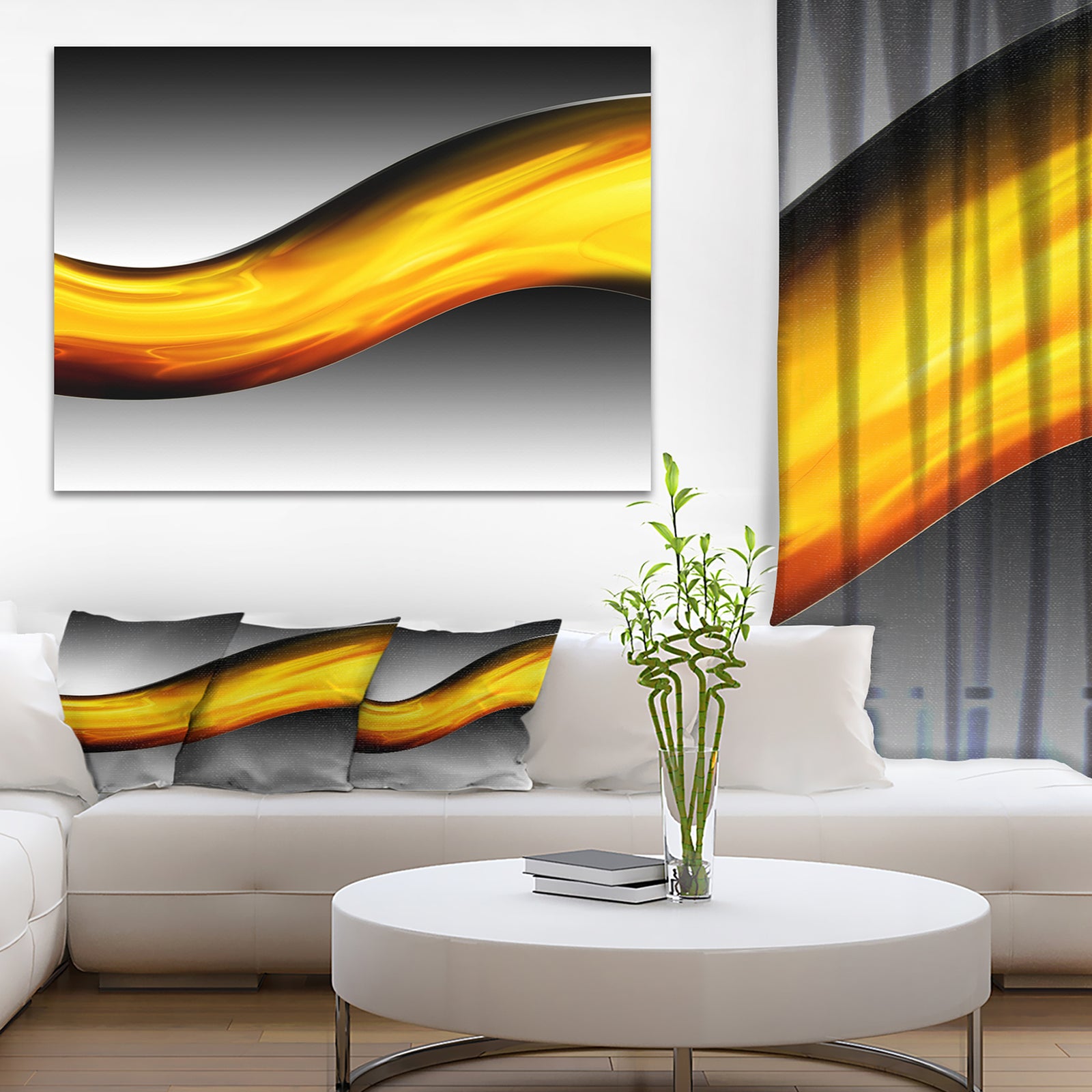 Wave of Golden Lava - Abstract Digital Art Canvas Print