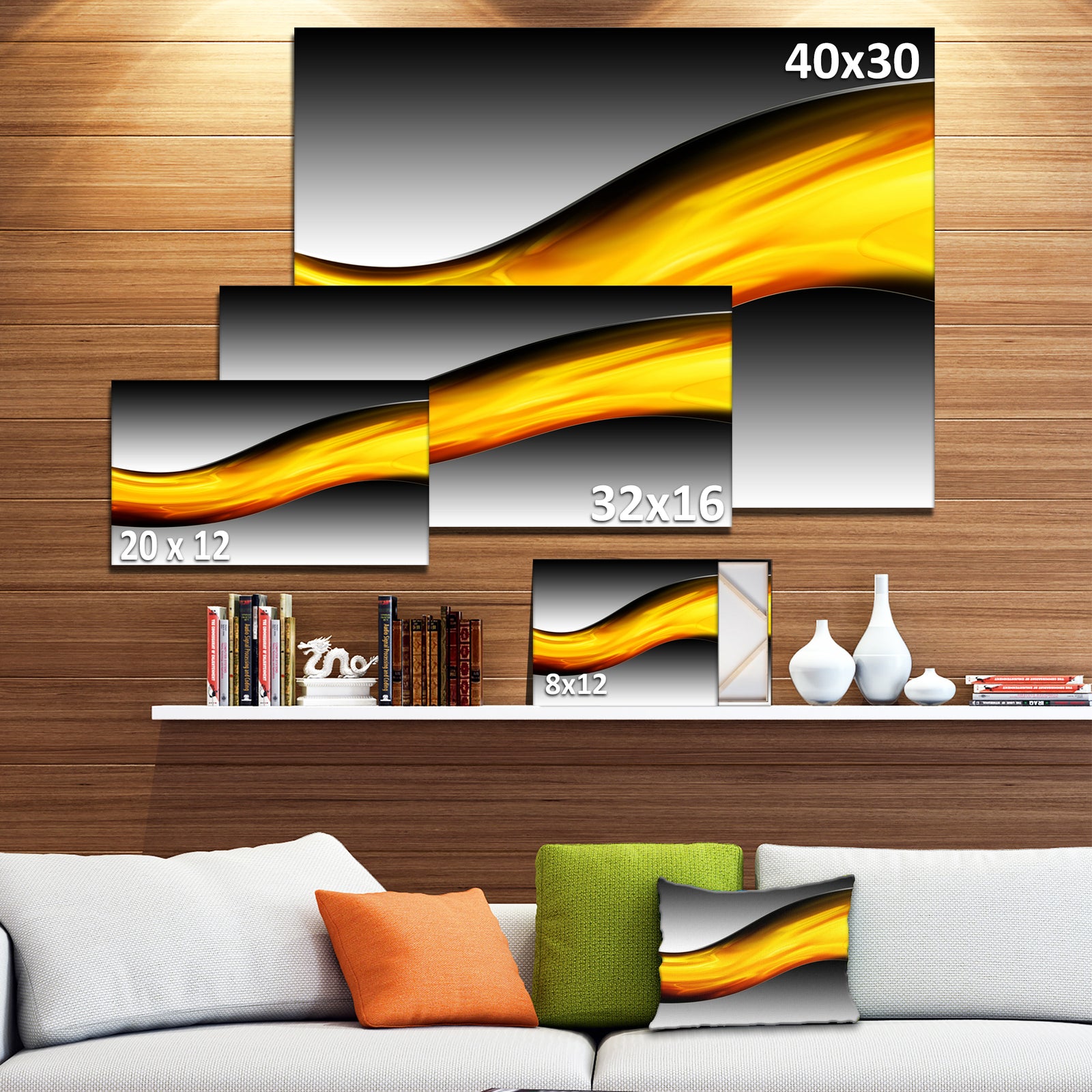 Wave of Golden Lava - Abstract Digital Art Canvas Print